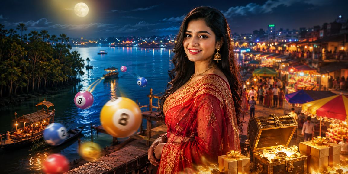 সুন্দরবন থিমে রাতের বাজারে লটারি ও স্লট গেমের আবহ